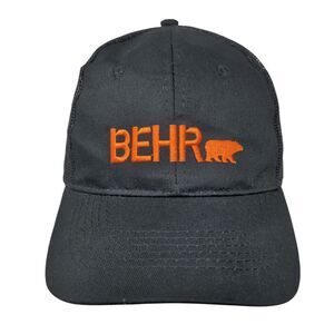 Behr Strapback Mesh Back Trucker Hat Black OSFA Embroidered 6 Panel